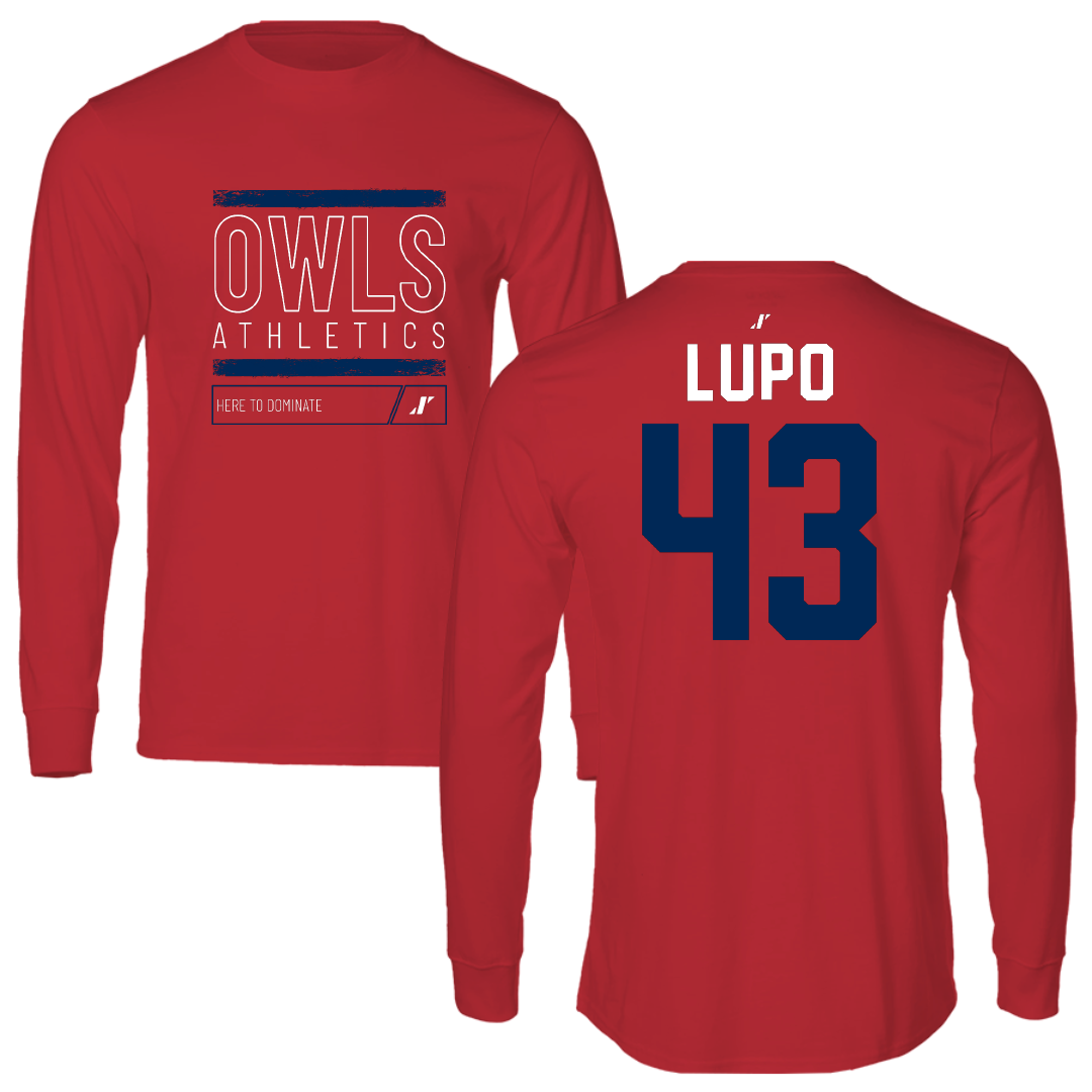 Florida Atlantic University Football Red Dominate Long Sleeve - #43 Logan Lupo