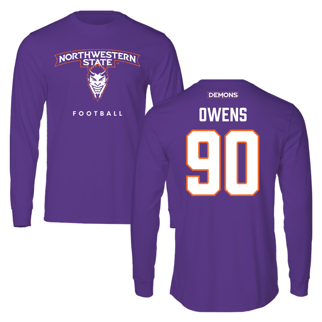 Northwestern State University Football Purple Performance Long Sleeve - #90 Chancellor Owens