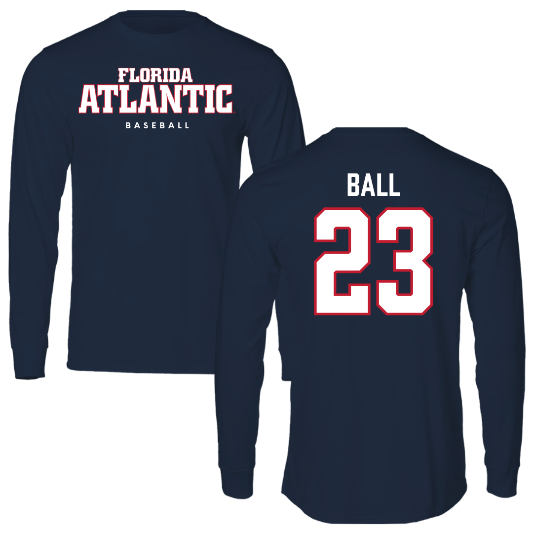 Florida Atlantic University Baseball Navy Block Long Sleeve - #23 Dawson Ball