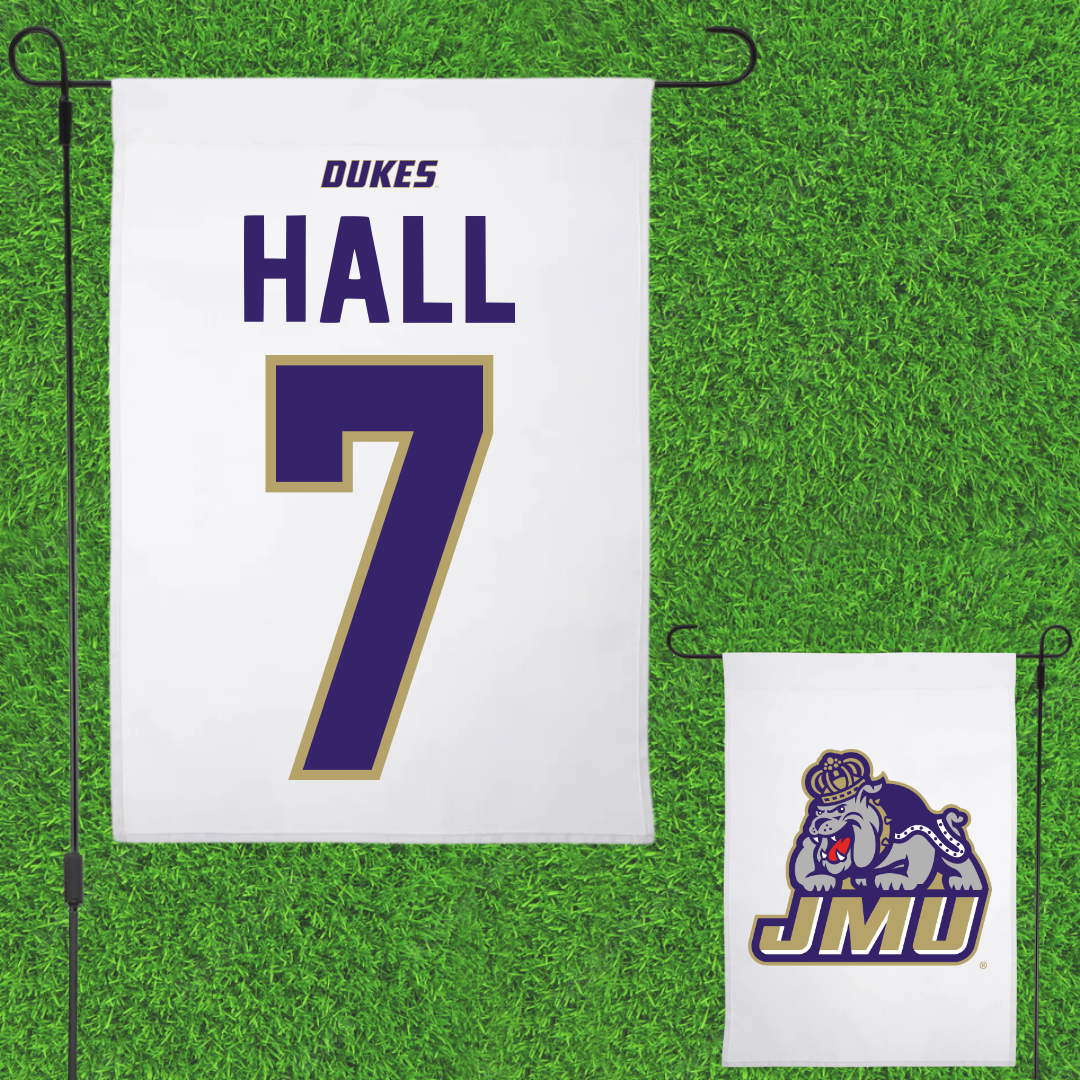 James Madison University Softball White Garden Flag - #7 Jasmine Hall