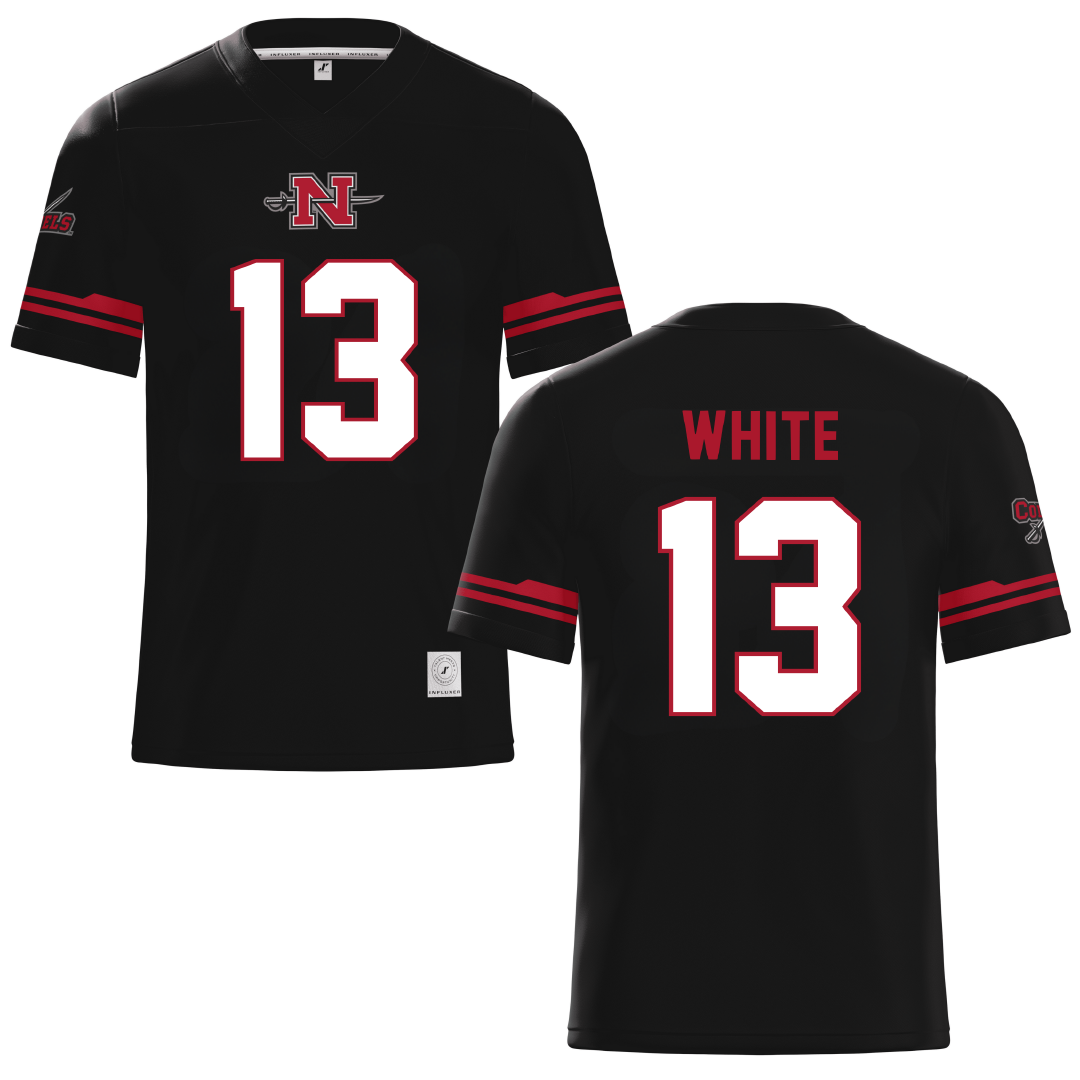 Nicholls State University Black Football Jersey - #13 Kylin White