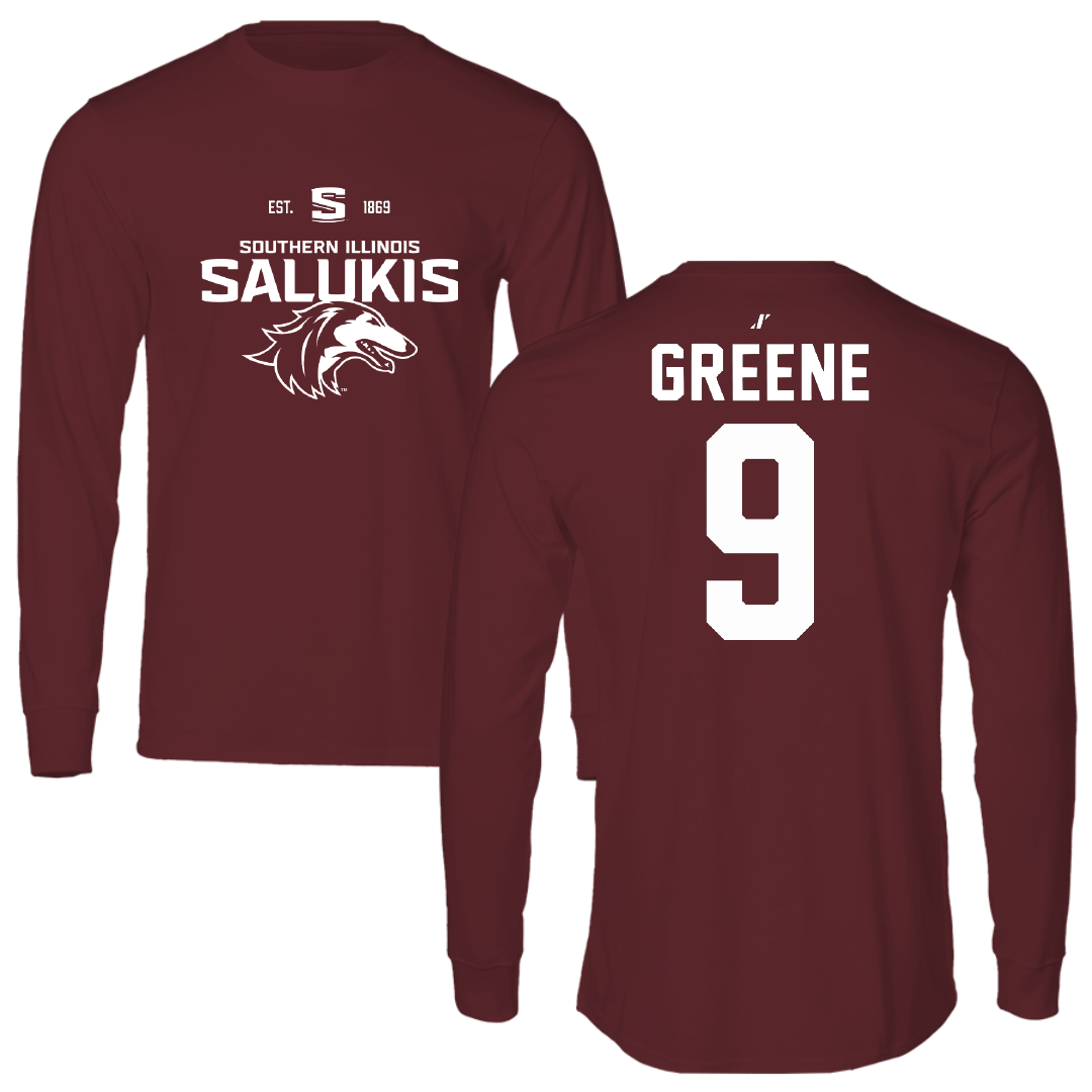 Southern Illinois University at Carbondale Football Maroon General Performance Long Sleeve - #9 Dewey Greene