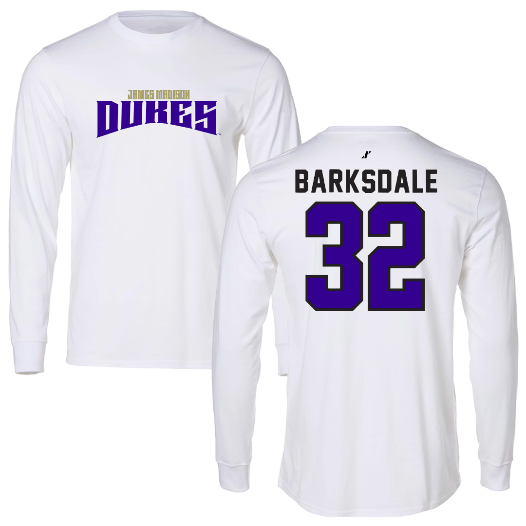 James Madison University Football White Classic Performance Long Sleeve - #32 DJ Barksdale