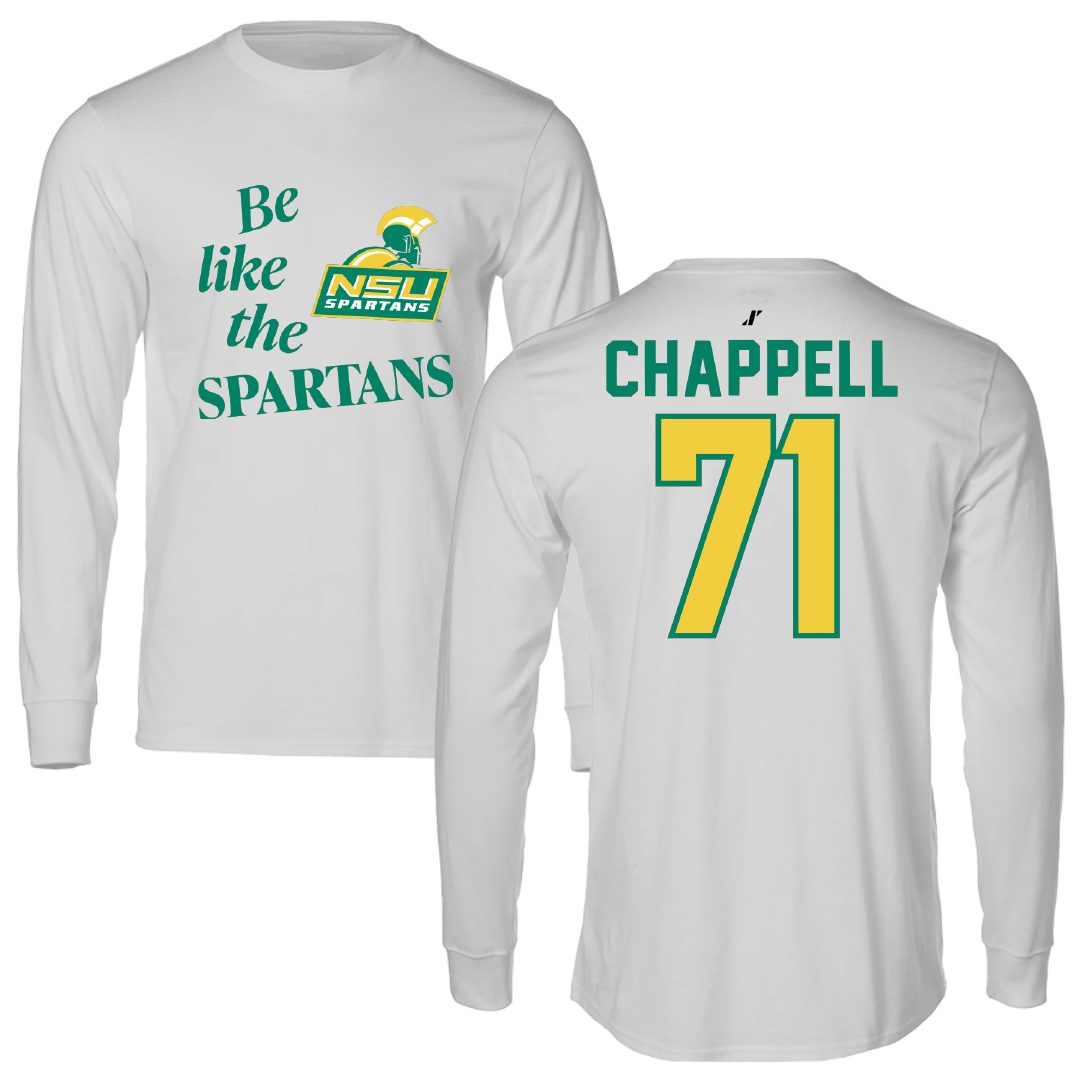 Norfolk State University Football Light Gray Be Like Us Long Sleeve - #71 Jayden Chappell
