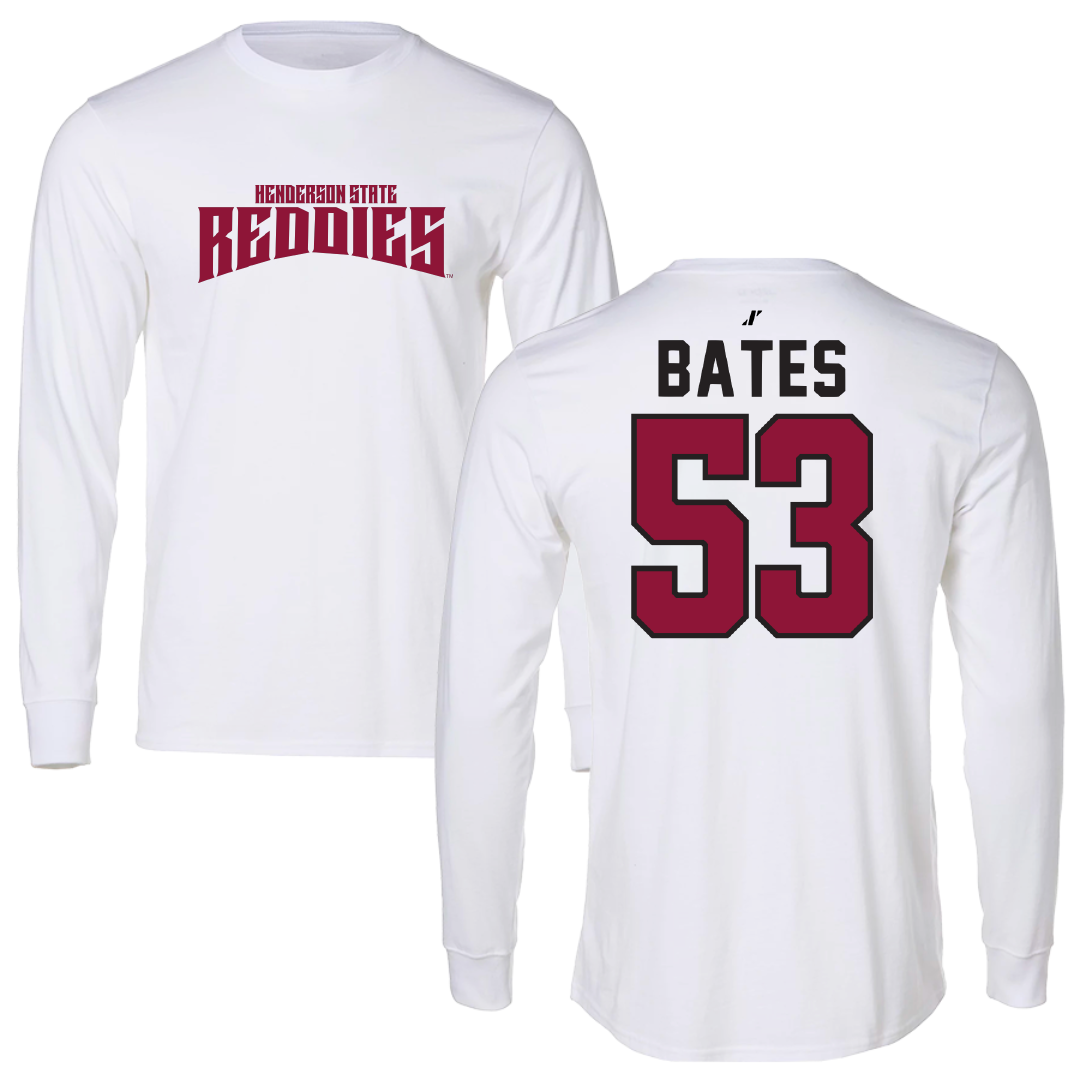Henderson State University Baseball White Classic Performance Long Sleeve - #53 Christian Bates