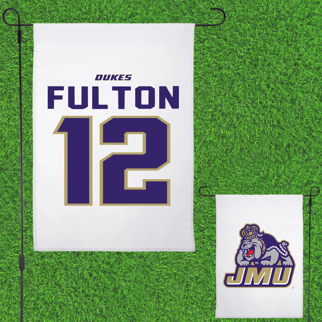 James Madison University Softball White Garden Flag - #12 Lauren Fulton