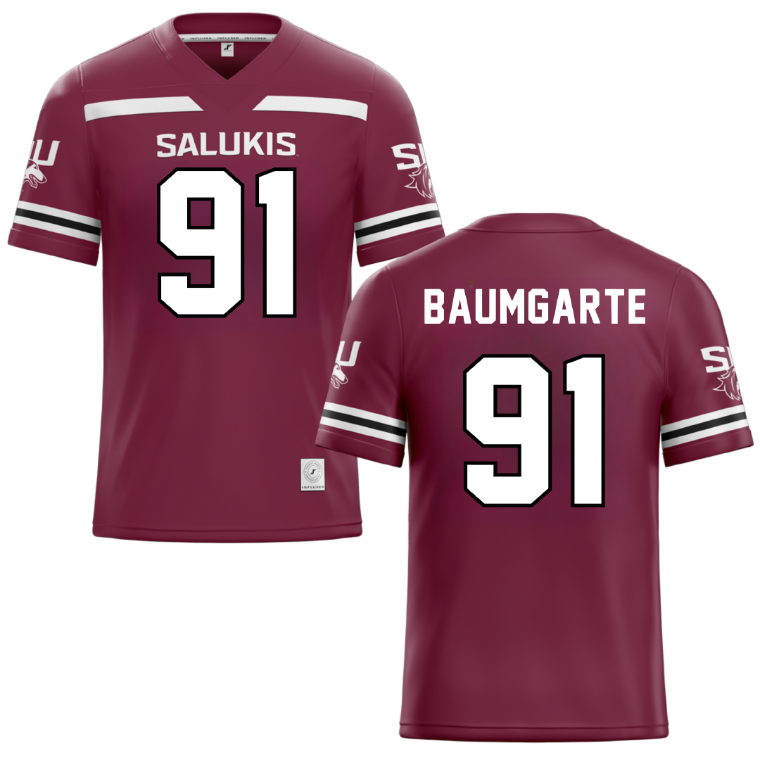 Southern Illinois University at Carbondale Maroon Football Jersey - #91 Jake Baumgarte