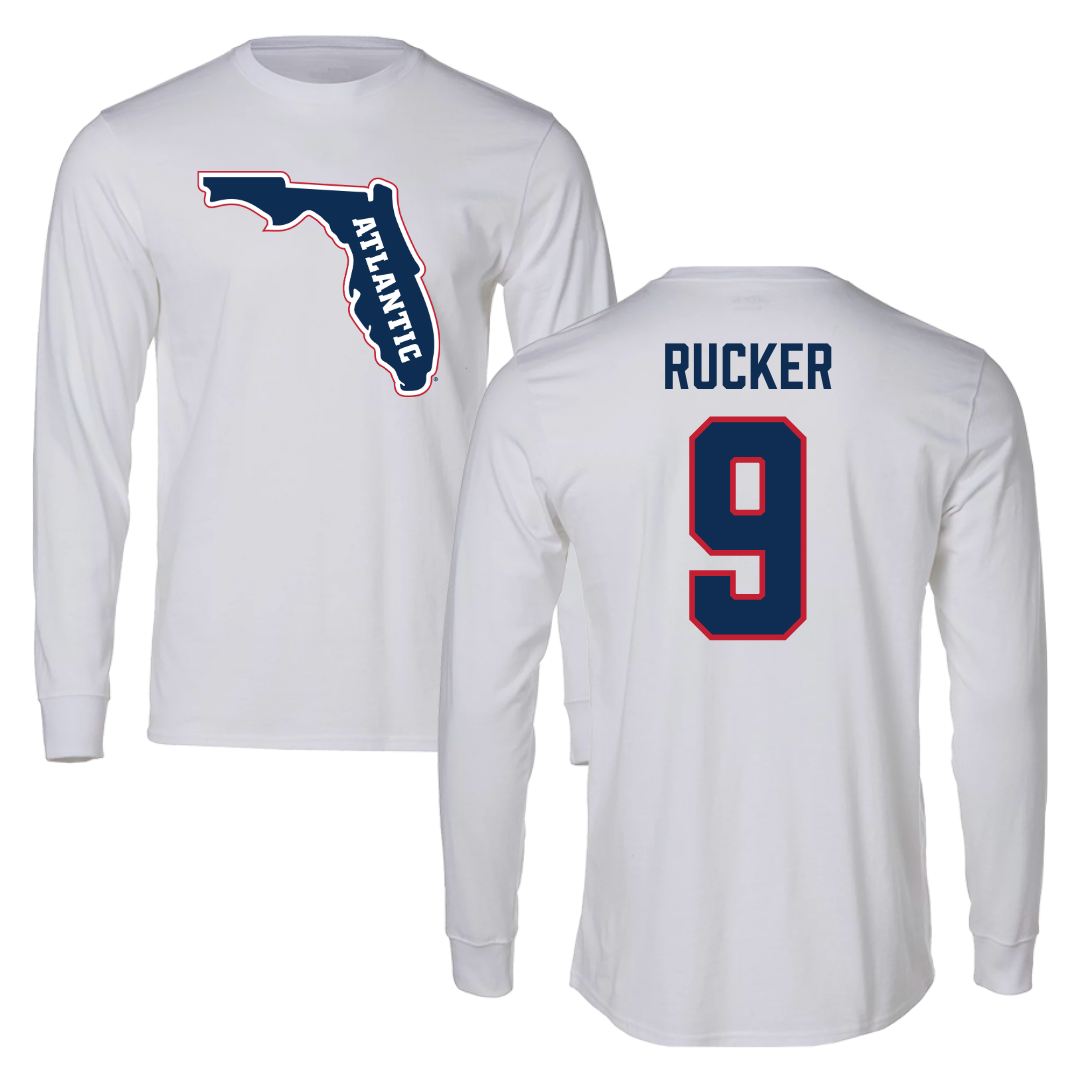 Florida Atlantic University Football White Long Sleeve - #9 Luke Rucker