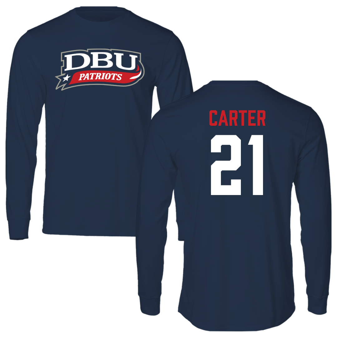 Dallas Baptist University Soccer Navy Performance Long Sleeve - #21 Amiyah Carter
