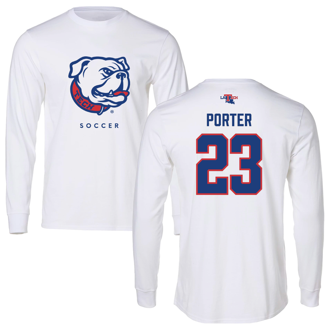 Louisiana Tech University Soccer White Performance Long Sleeve - #23 Jordan Porter