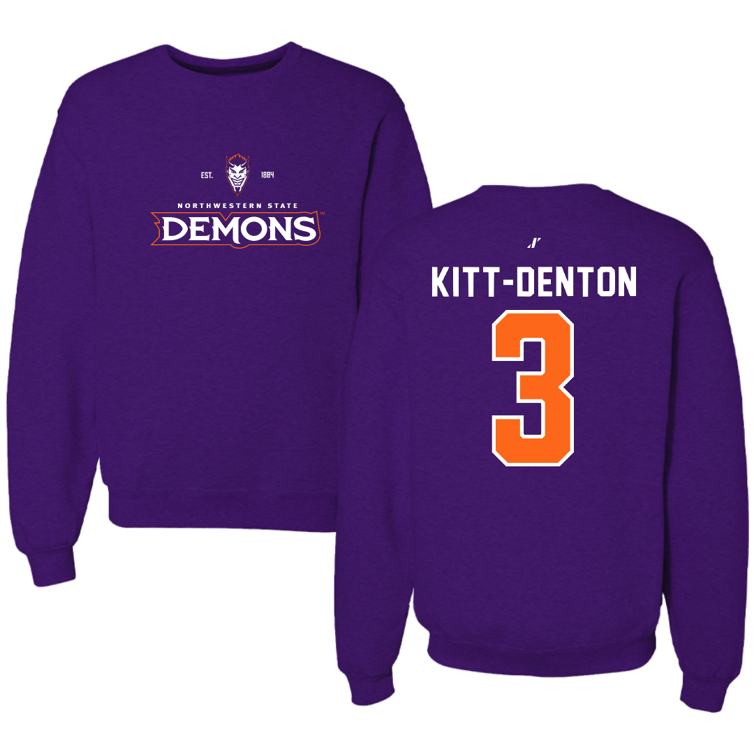 Northwestern State University Football Purple General Crewneck - #3 Myles Kitt-Denton