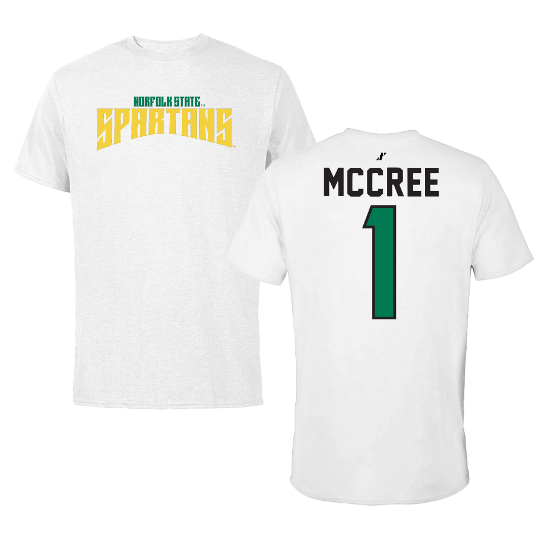 Norfolk State University Volleyball White Classic Performance Tee - #1 Sydney McCree