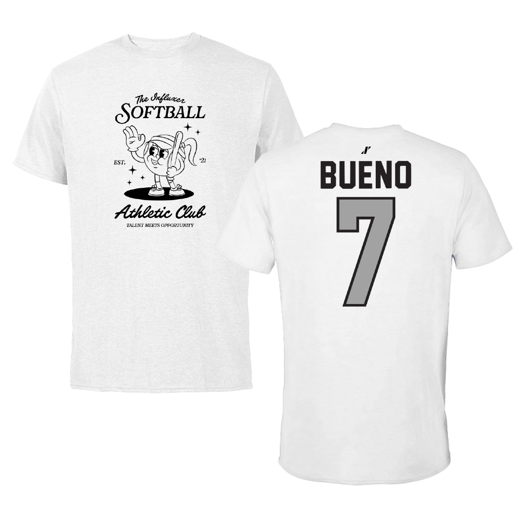 Softball White Influxer Athletic Club Tee - #7 Angelee Bueno
