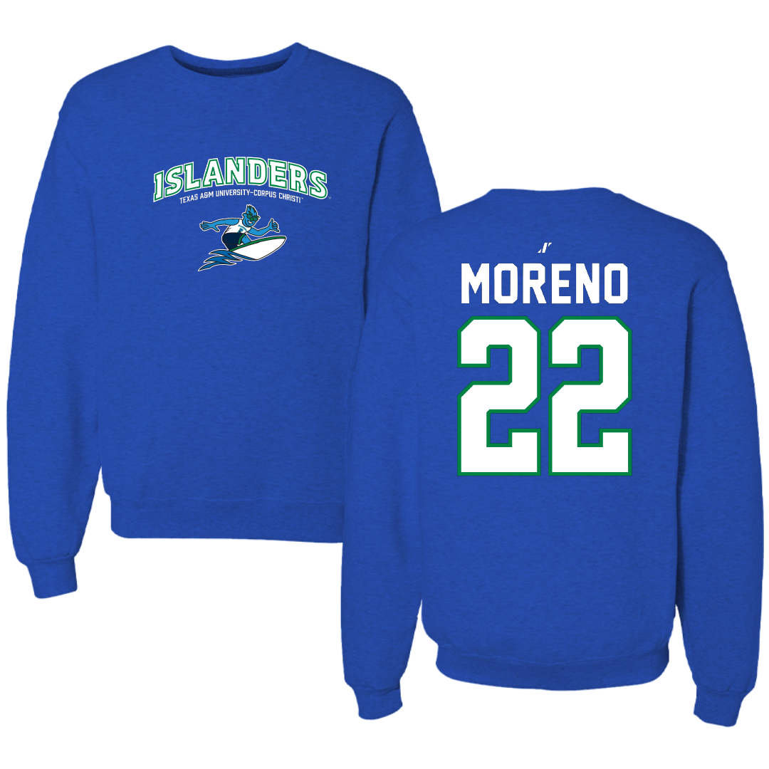 Texas A&M University-Corpus Christi Beach Volleyball Blue General Crewneck - #22 Kela Moreno