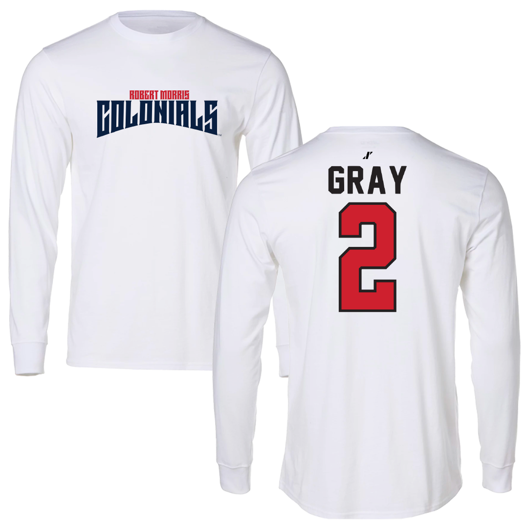 Robert Morris University Soccer White Classic Performance Long Sleeve - #2 Darren Gray