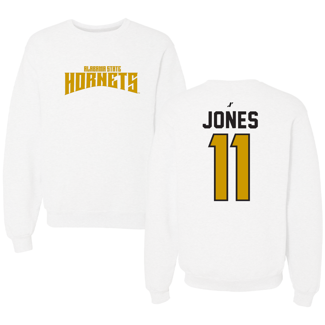 Alabama State University Football White Classic Crewneck - #11 Jalen Jones