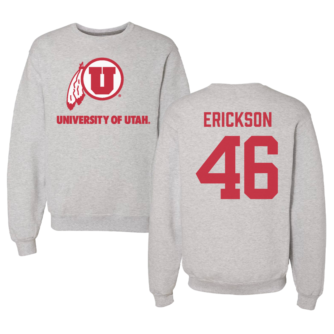 University of Utah Football Gray Crewneck - #46 Hayden Erickson