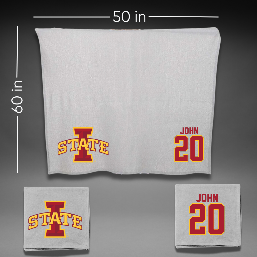 Iowa State University Soccer Gray Blanket - #20 Regan John