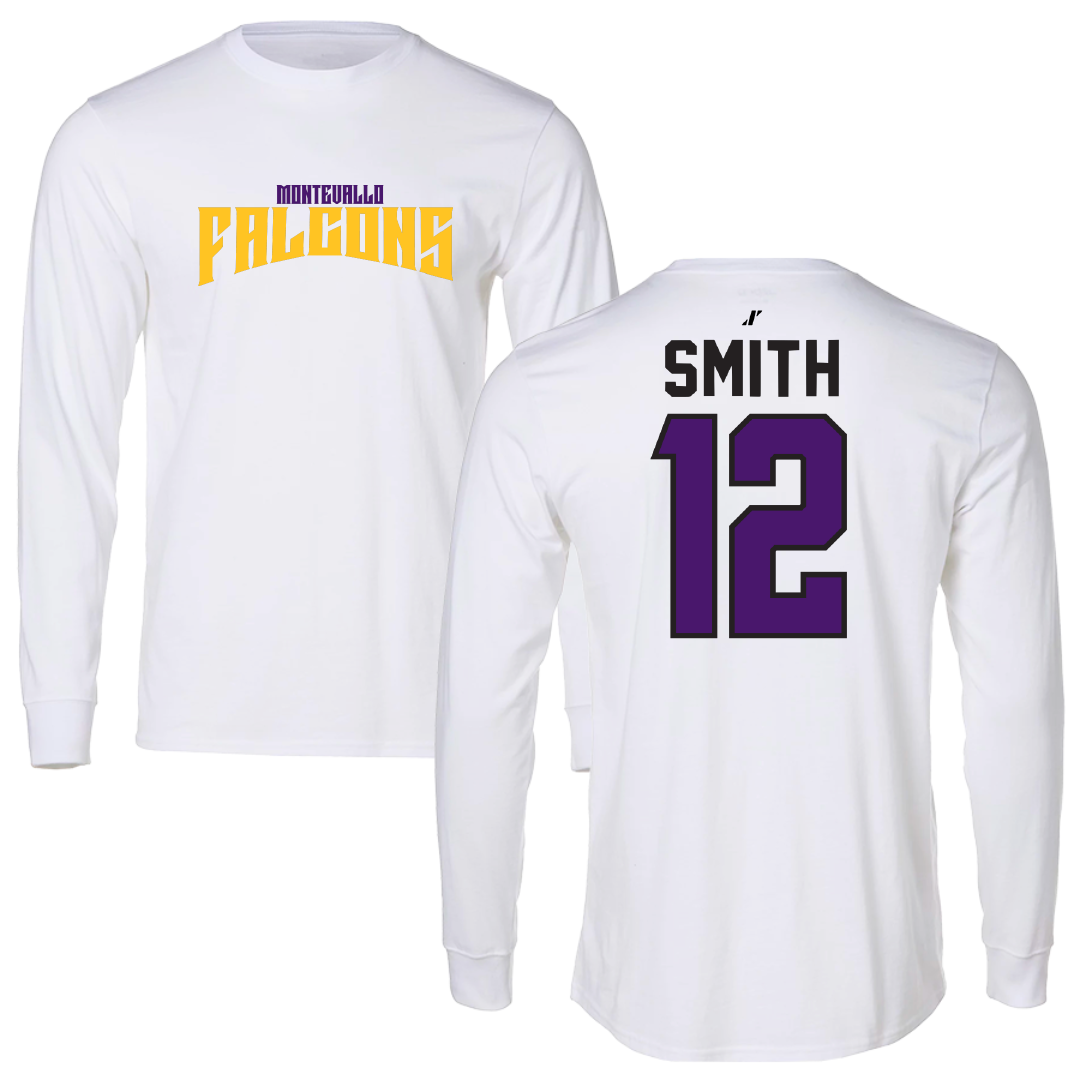 University of Montevallo Basketball White Classic Performance Long Sleeve - #12 Luke Smith