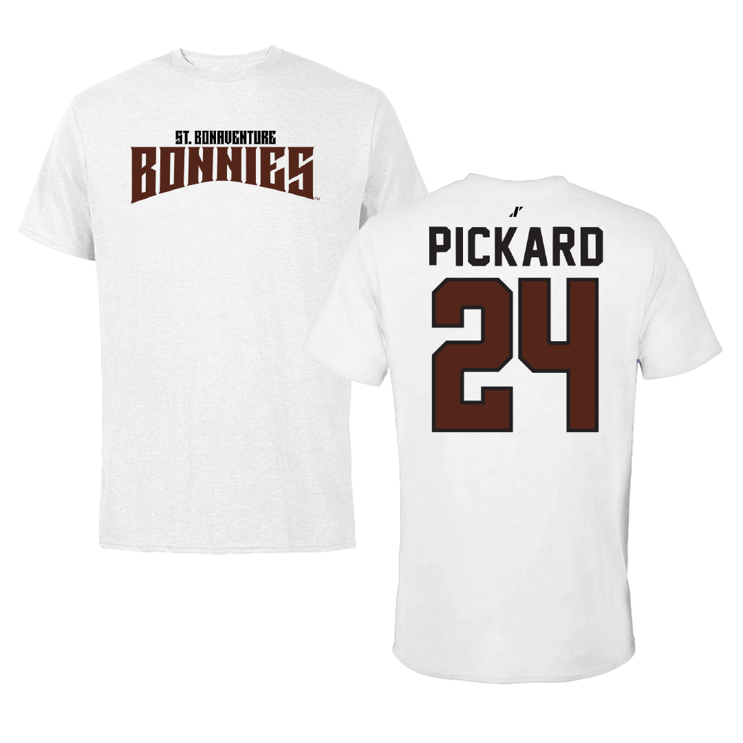 St. Bonaventure University Soccer White Classic Performance Tee - #24 Kristin Pickard