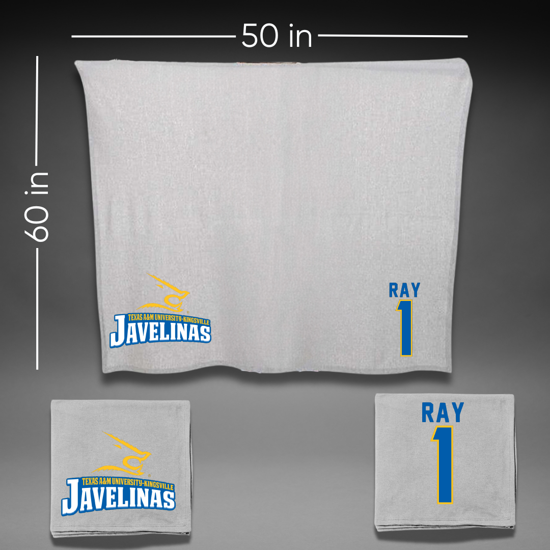 Texas A&M University-Kingsville Basketball Gray Javelinas Blanket - #1 Shelby Ray