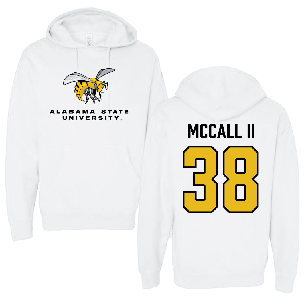 Alabama State University Football White Block Hoodie - #38 Stewart McCall II