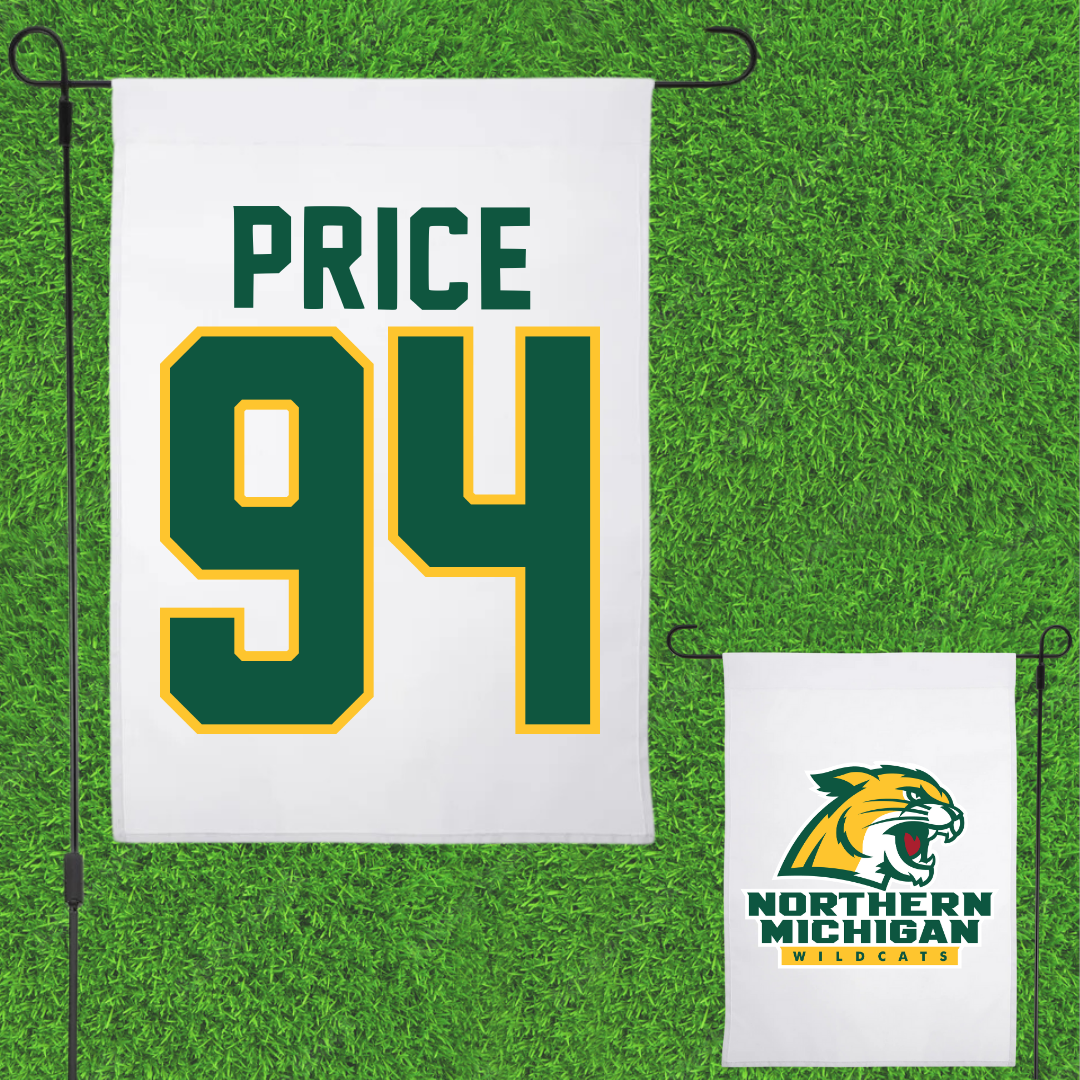 Northern Michigan University Football White Garden Flag - #94 Jake Price