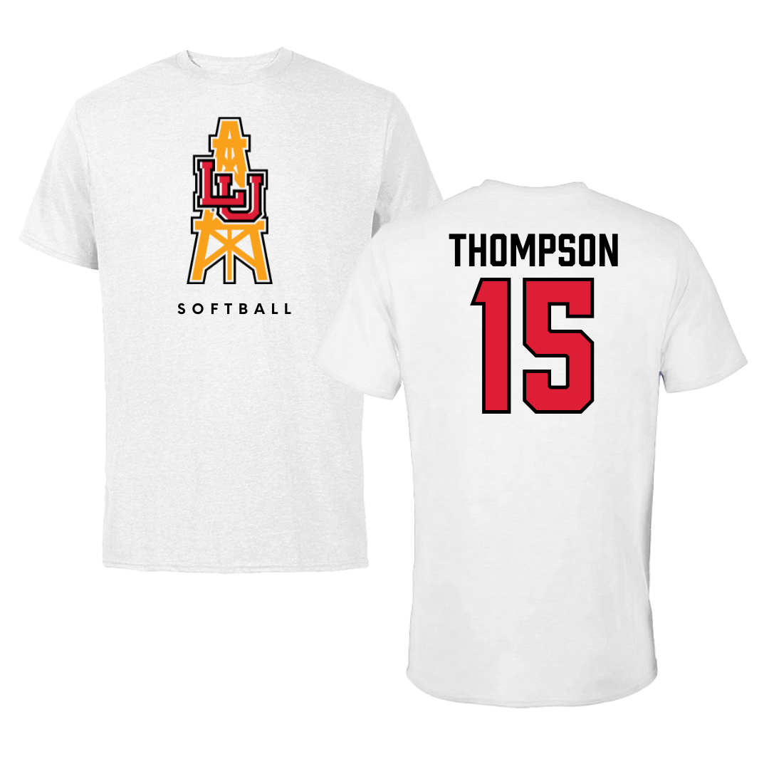 Lamar University Softball White Performance Tee - #15 Roxy Thompson