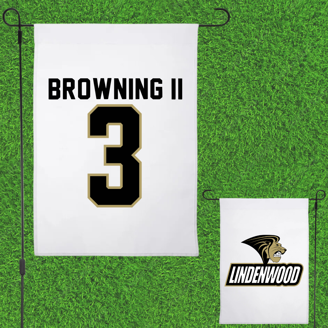 Lindenwood University Basketball White Garden Flag - #3 Markeith Browning II