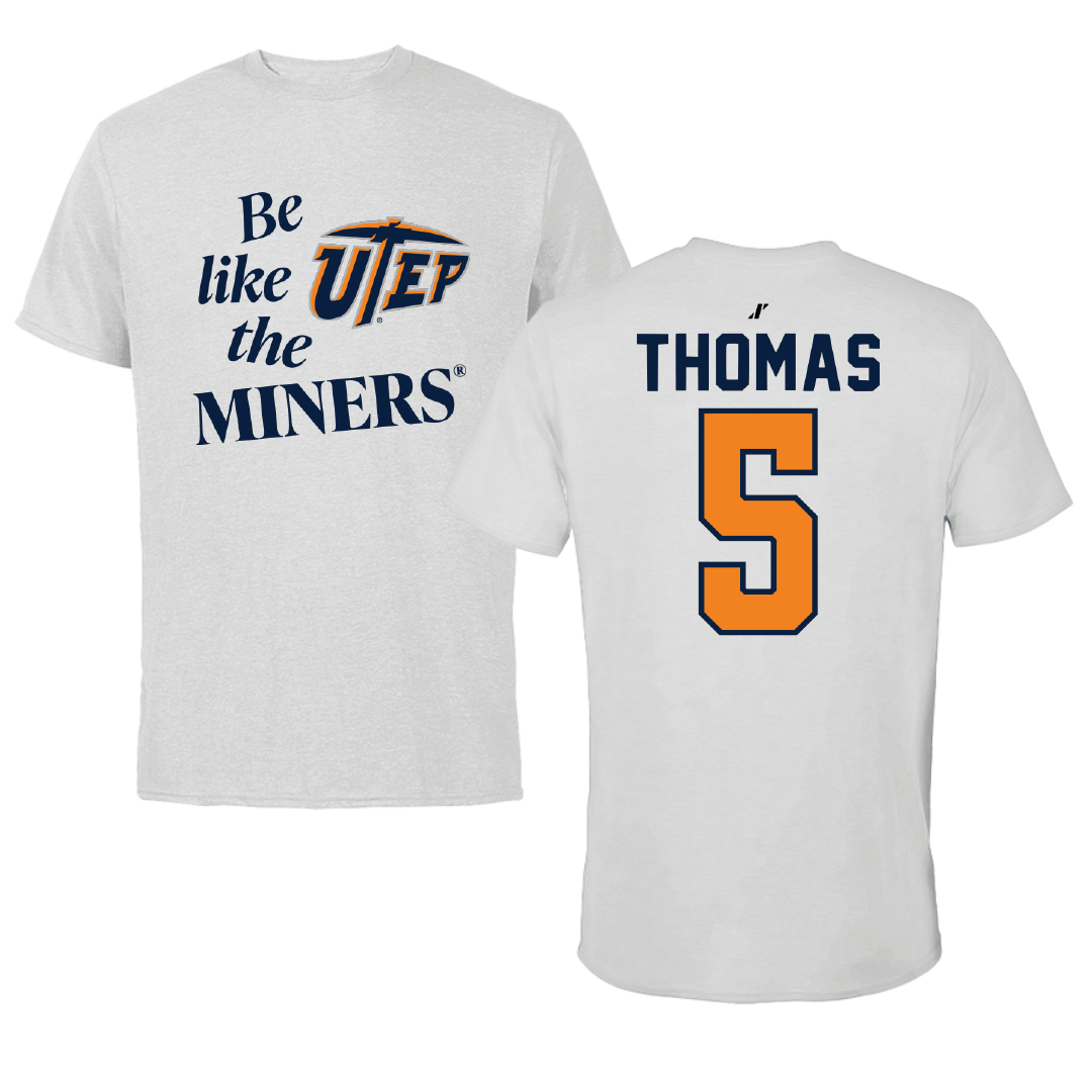 University of Texas at El Paso Football Light Gray Be Like Us Performance Tee - #5 Kam Thomas