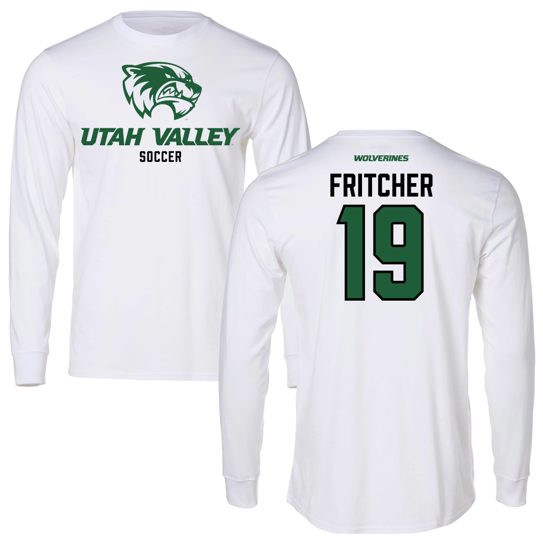 Utah Valley University Soccer White Long Sleeve - #19 Alex Fritcher