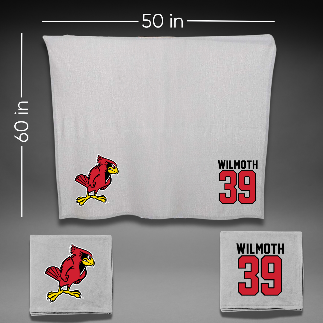 Illinois State University Baseball Gray Blanket - #39 Joey Wilmoth
