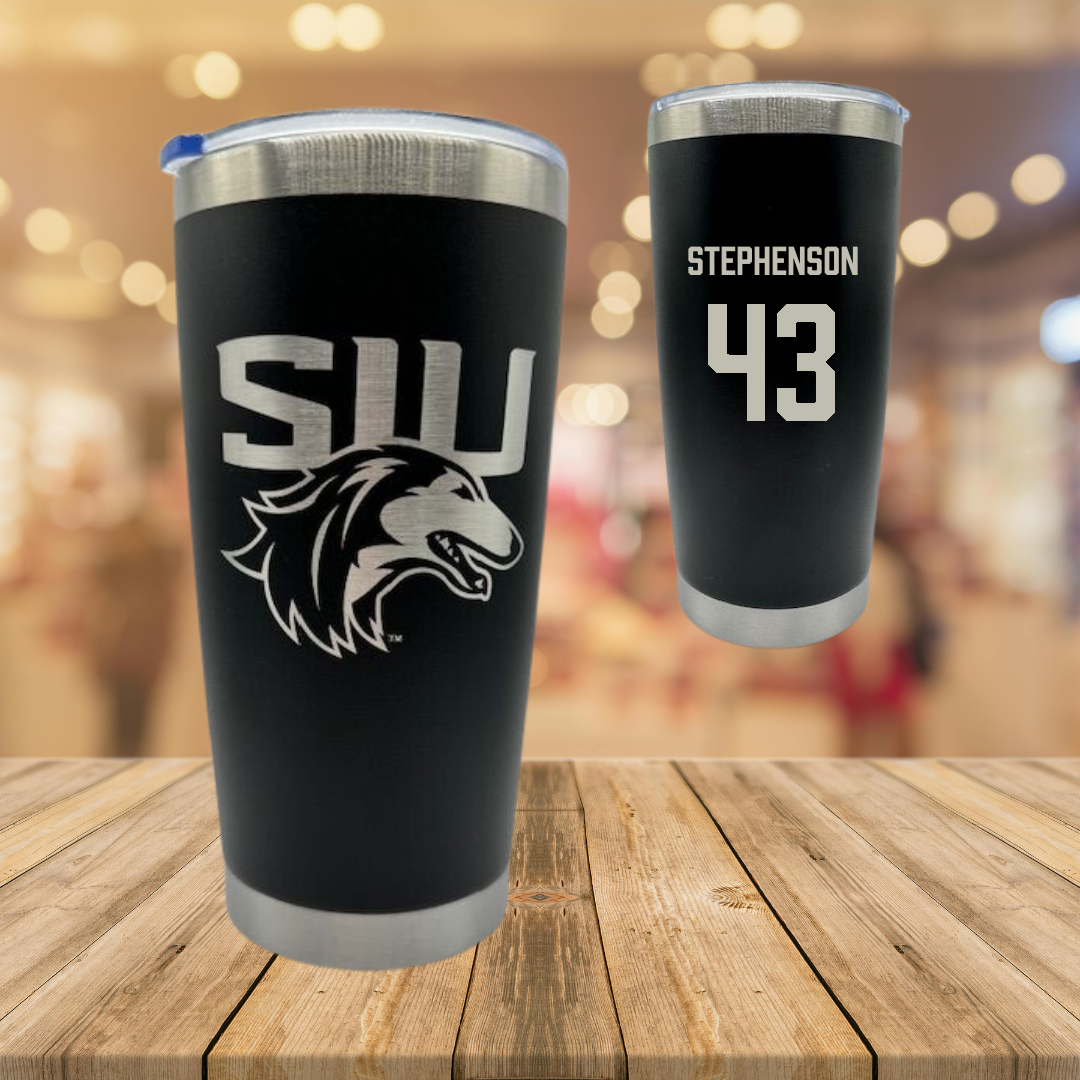 Southern Illinois University at Carbondale Football Black Stainless Steel Tumbler - #43 Cade Stephenson