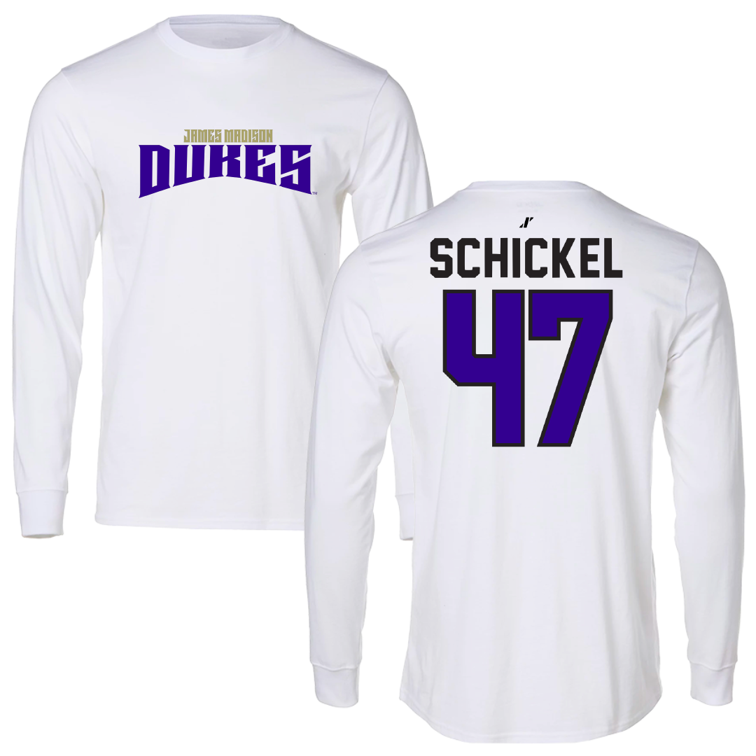 James Madison University Football White Classic Performance Long Sleeve - #47 Kaden Schickel