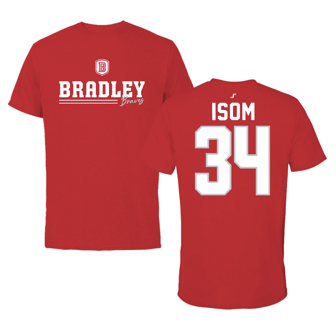 Bradley University Soccer Red General Performance Tee - #34 Nathaniel Isom