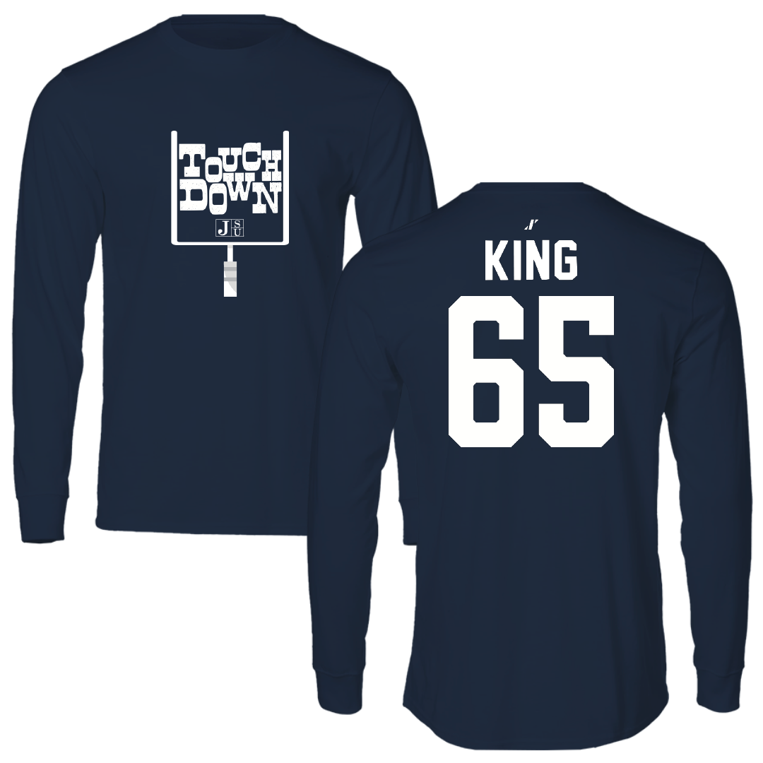 Jackson State University Football Navy Touchdown Performance Long Sleeve - #65 Jackson King
