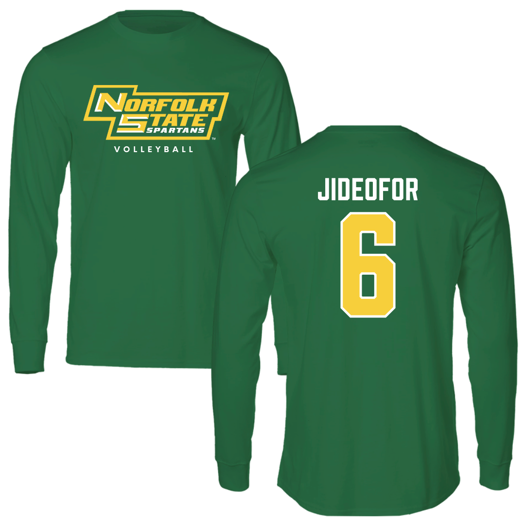Norfolk State University Volleyball Kelly Green Performance Long Sleeve - #6 Adlene Jideofor