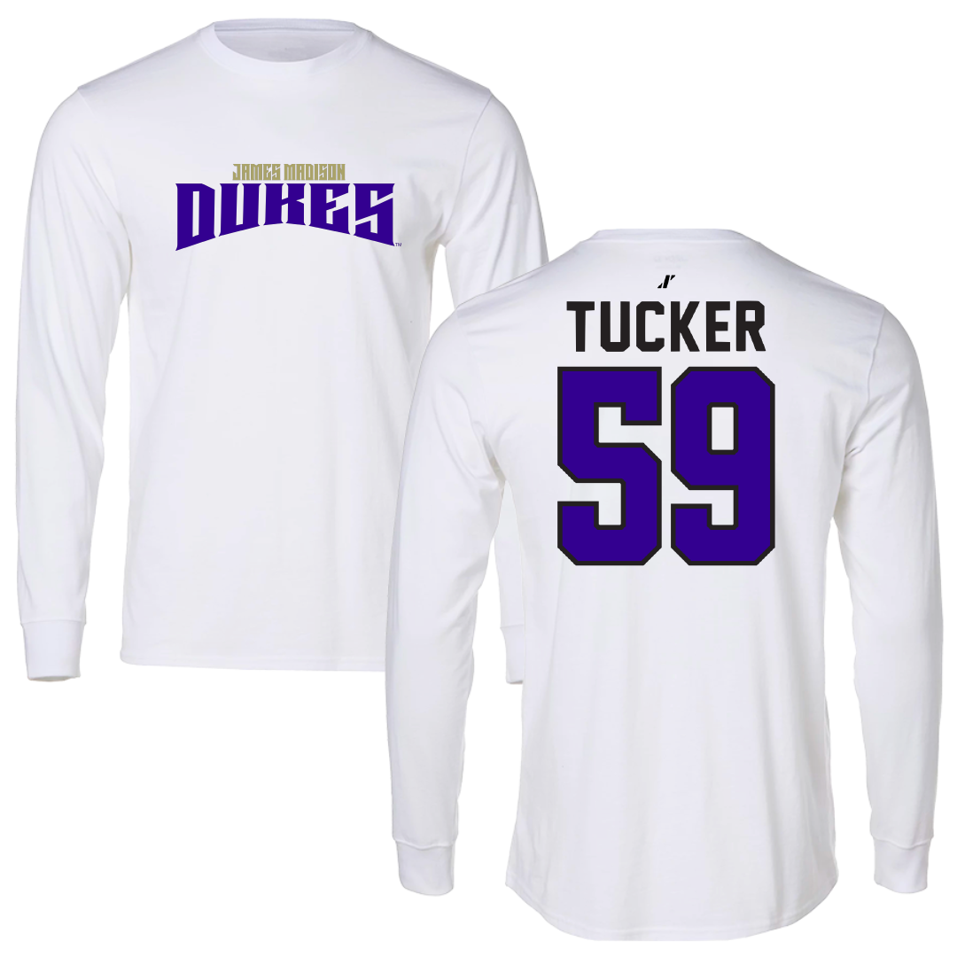 James Madison University Football White Classic Performance Long Sleeve - #59 Tyrique Tucker