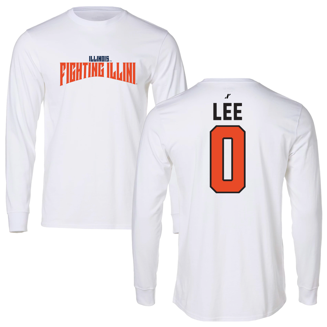 University of Illinois Soccer White Classic Long Sleeve - #0 Izzy Lee