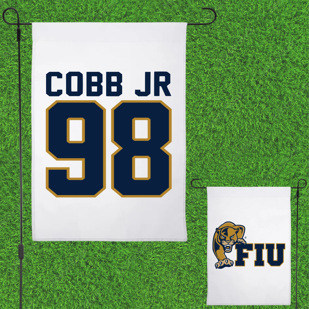 Florida International University Football White Garden Flag - #98 Antoine Cobb Jr