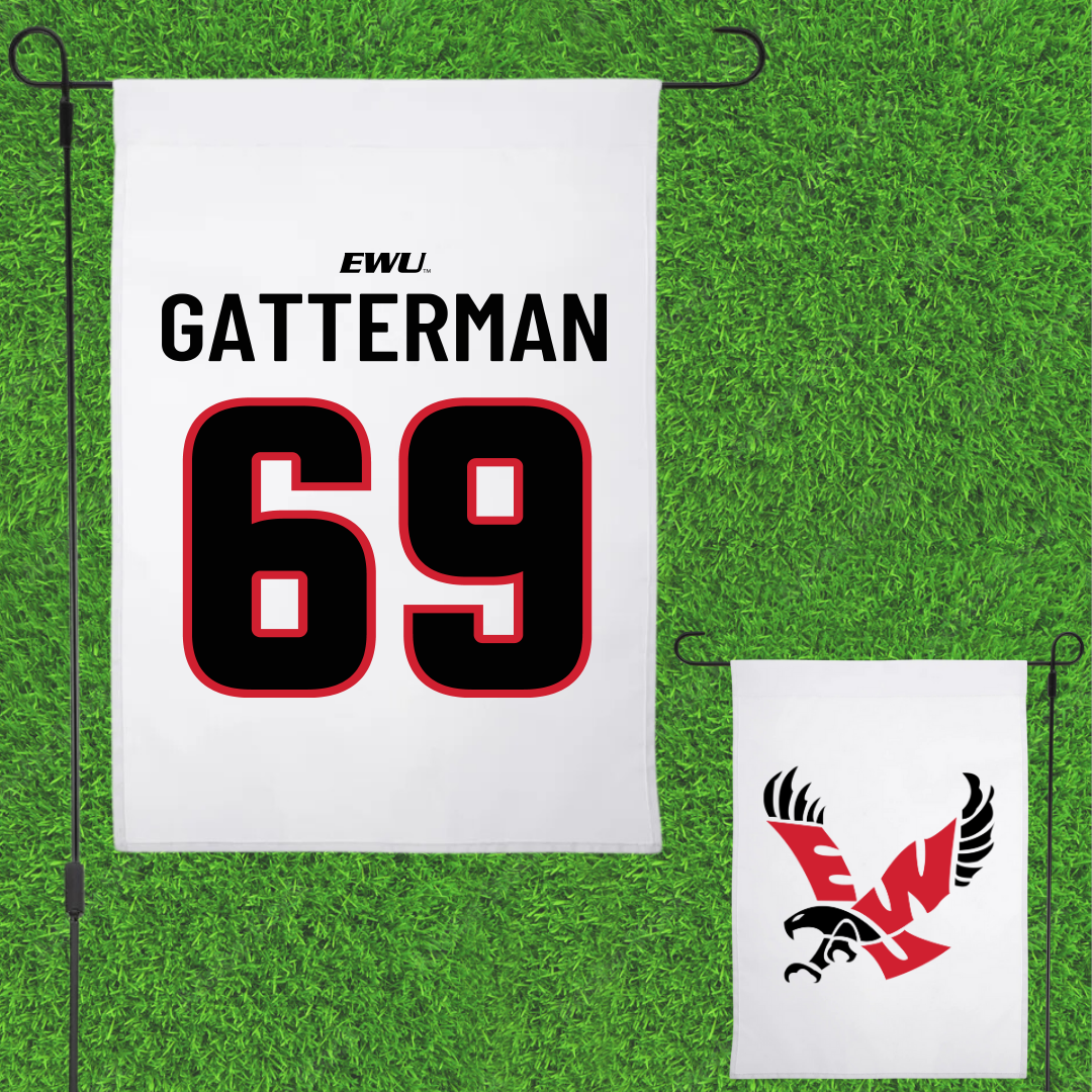 Eastern Washington University Football White Garden Flag - #69 Dane Gatterman