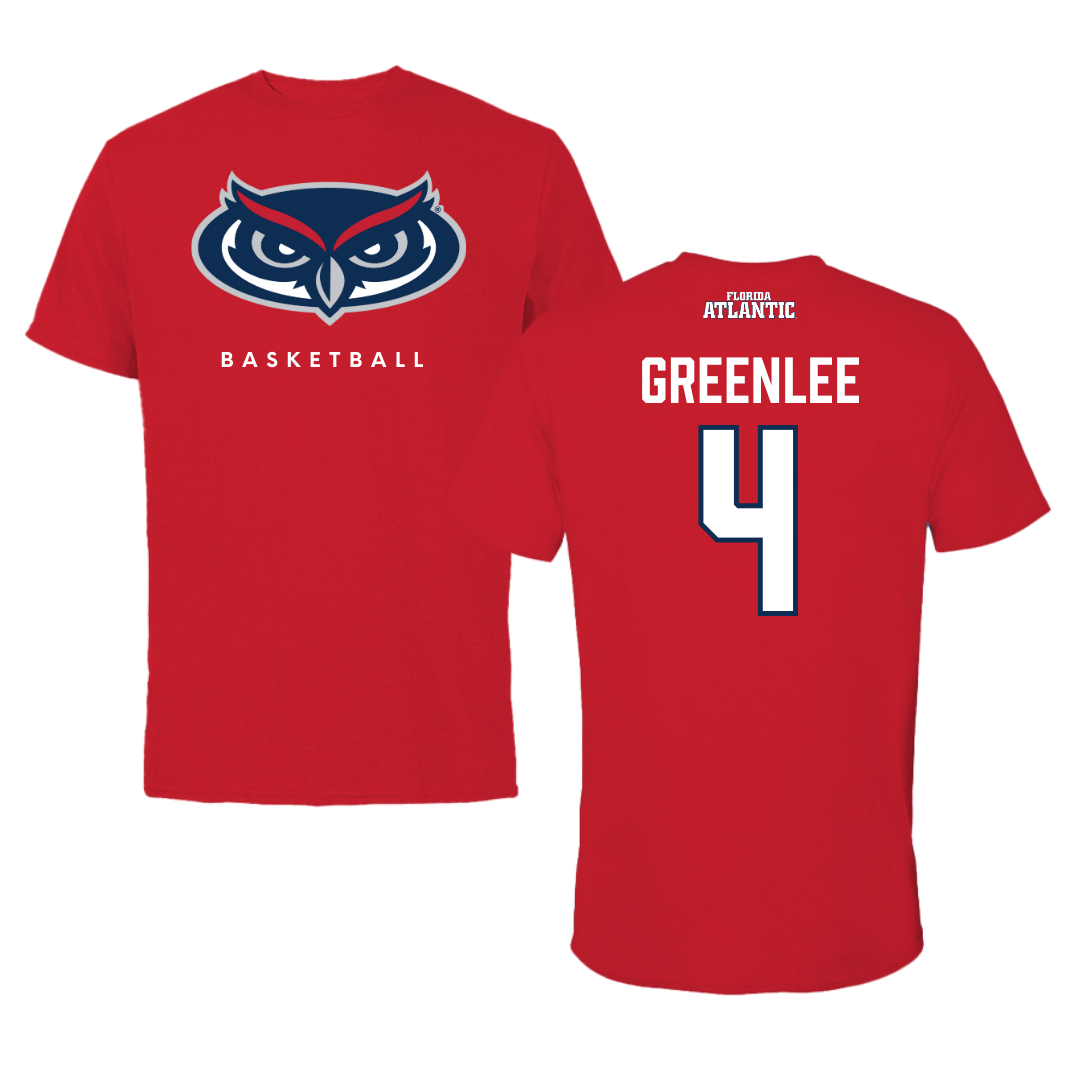 Florida Atlantic University Basketball Red Jersey Performance Tee - #4 Bryan Greenlee