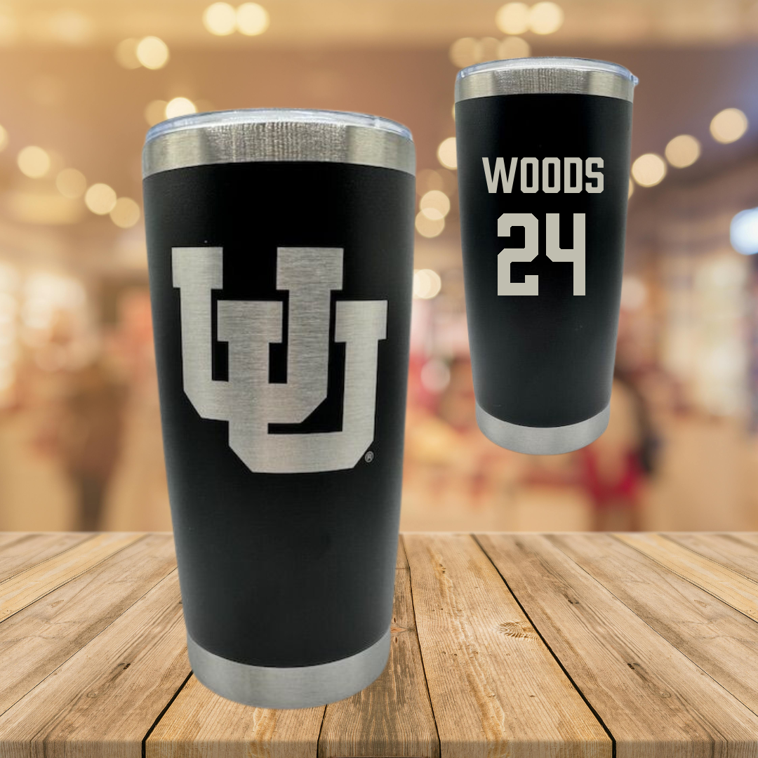 University of Utah Soccer Black Stainless Steel Tumbler - #24 Bella Woods