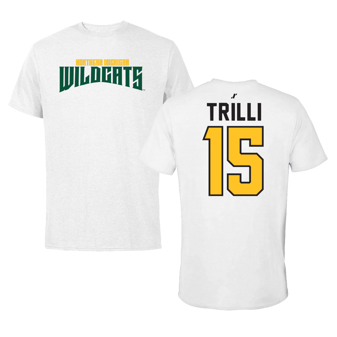 Northern Michigan University Basketball White Classic Performance Tee - #15 Brandon Trilli