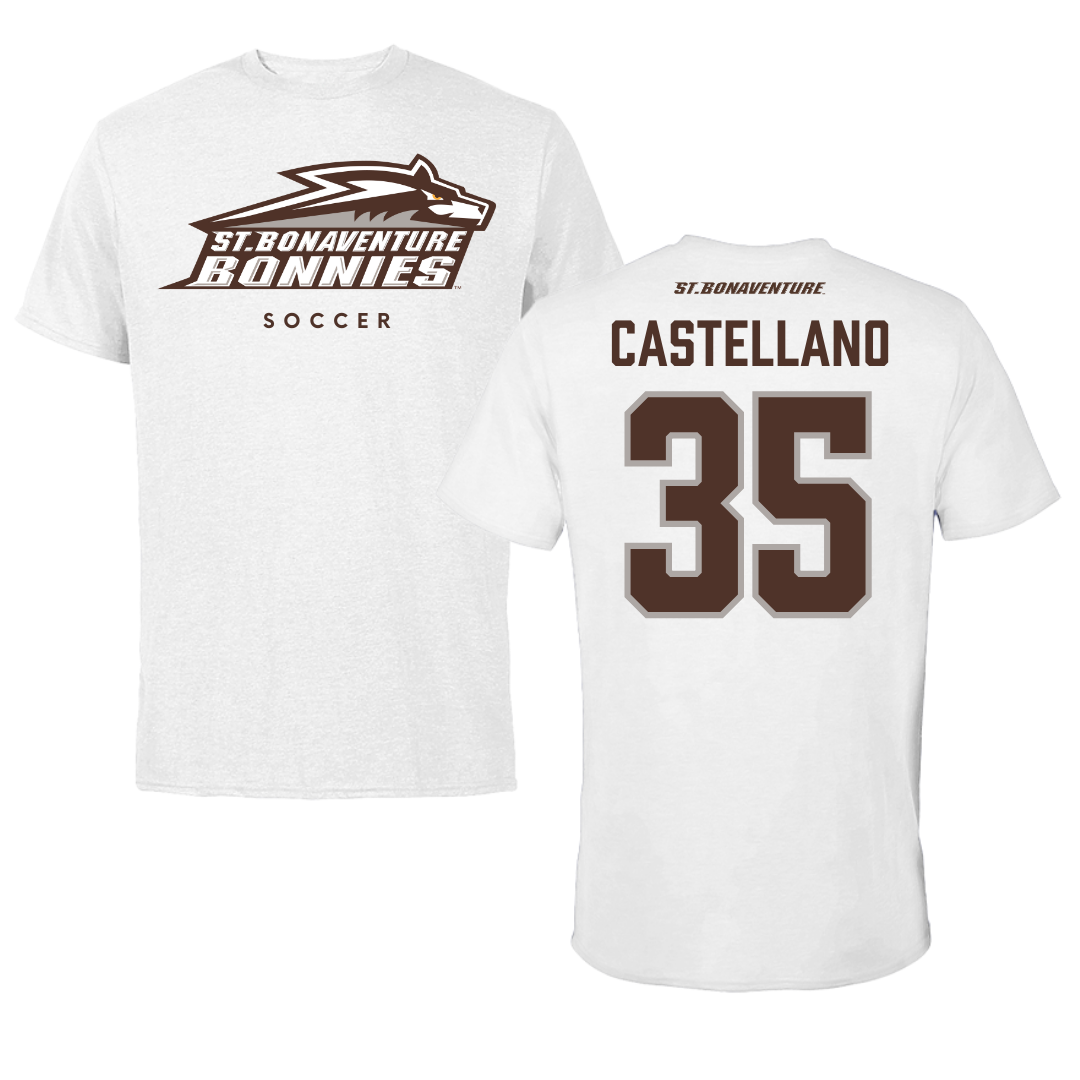 St. Bonaventure University Soccer White Tee - #35 Juliana Castellano