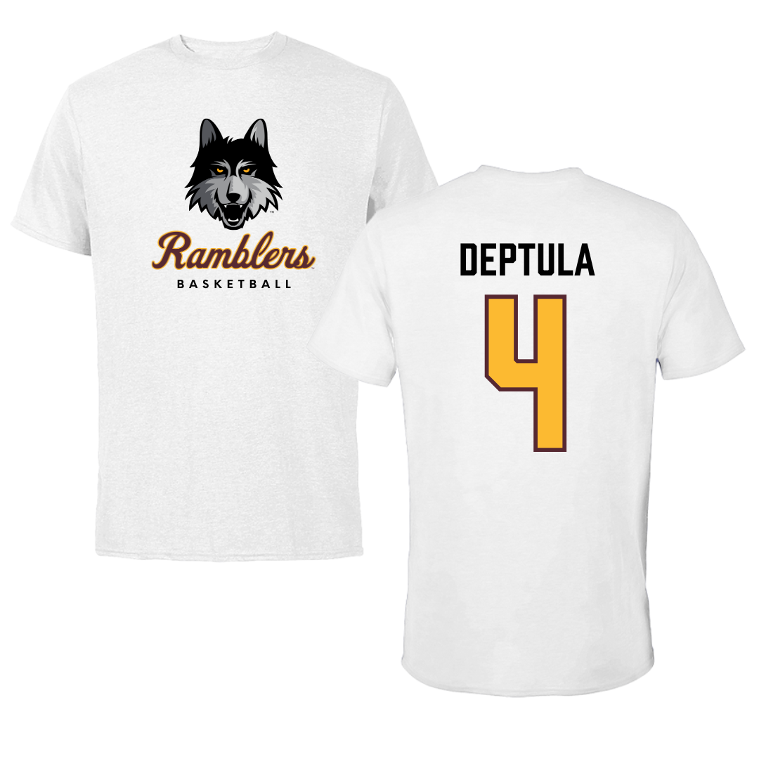 Loyola University-Chicago Basketball White Ramblers Tee - #4 Audrey Deptula