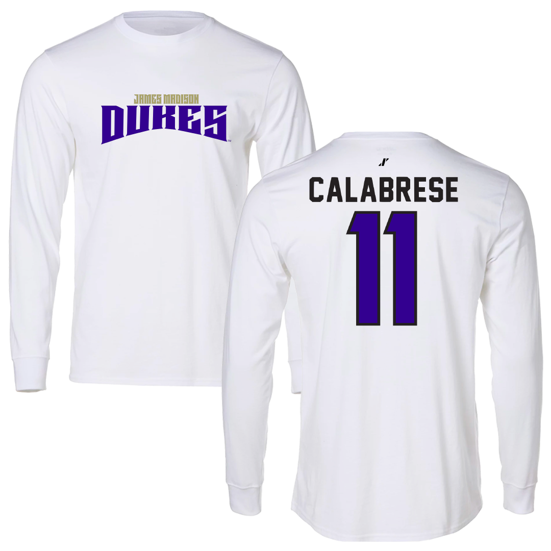 James Madison University Baseball White Classic Long Sleeve - #11 Coleman Calabrese