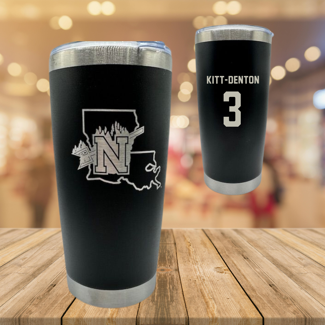 Northwestern State University Football Black Stainless Steel Tumbler - #3 Myles Kitt-Denton