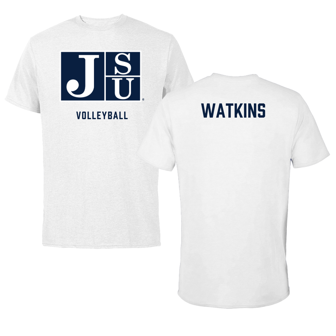 Jackson State University Volleyball White Performance Tee - Kamiera Watkins