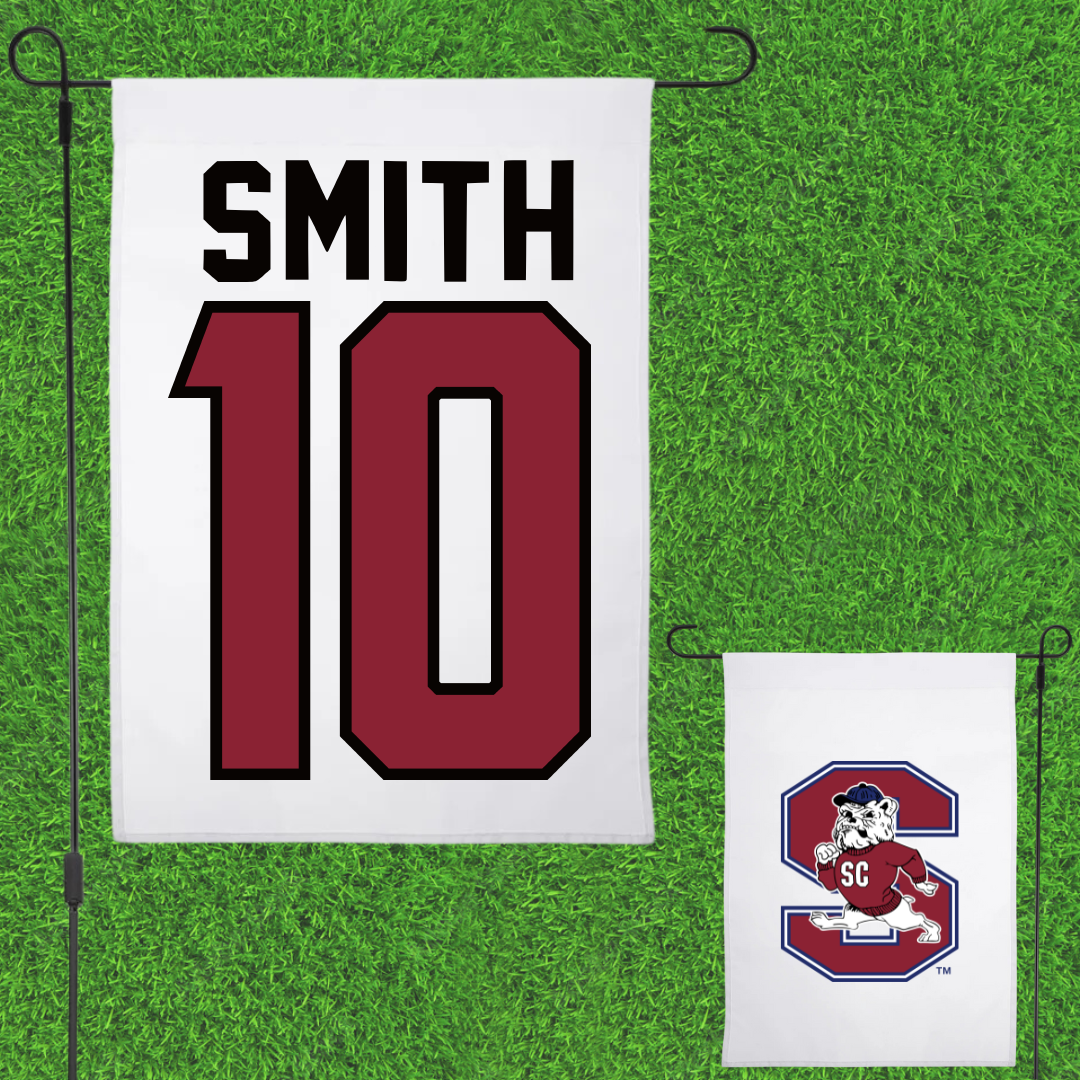 South Carolina State University Football White Garden Flag - #10 Tyler Smith